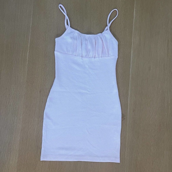 Women's Princess Polly Size 4 Light Pink Thermal Waffle Knit Bodycon Dress - Picture 1 of 7